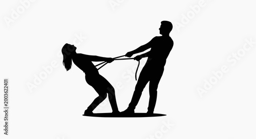 One Person Pulling the Other Emotional Dependency and Toxic Relationship Concept White Background