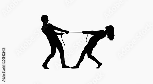 One Person Pulling the Other Emotional Dependency and Toxic Relationship Concept White Background