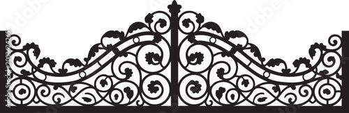 Schilderij op canvas Border Design for Luxury Wrought Iron Gate and Decorative Architectural CNC Pane