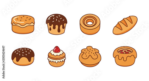 Foto Assortment of baked goods illustrated