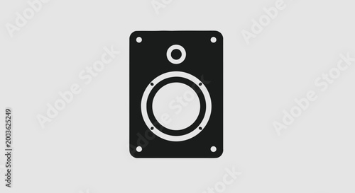 Black and white electronic speaker component.