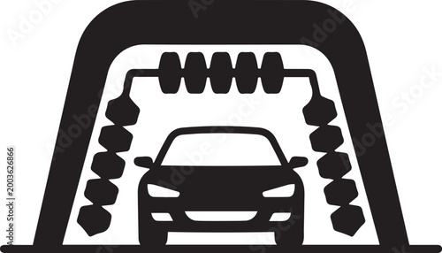 Automatic Car Wash Station, balck icon silhouette vector