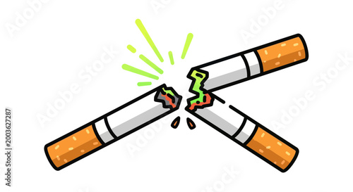 Breaking Cigarette, Quit Smoking Concept, Health Choice, No Tobacco