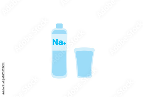 経口補水液のペットボトルとグラスのシンプルなイラスト