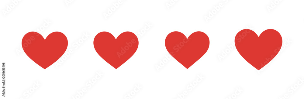 Obraz premium Row of simple red hearts icons on clean white background