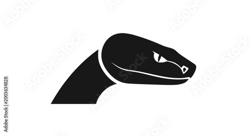 Obraz na płótnie Black Viper Snake Head Silhouette Icon, Danger Symbol, Isolated On White