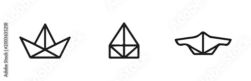 Origami elephant animal icon line art simple geometric paper folding craft design element