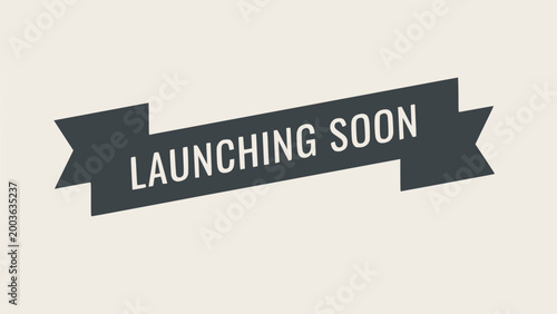 Quadro su tela Launching Soon Banner Ribbon, New Product Announcement, Coming Soon Graphic