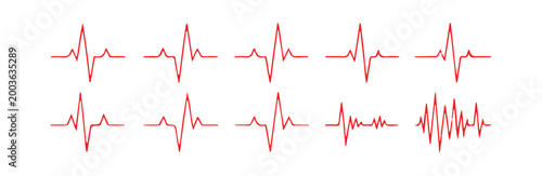 Electrocardiogram ecg heart beat line graph red on white background simple medical graphic