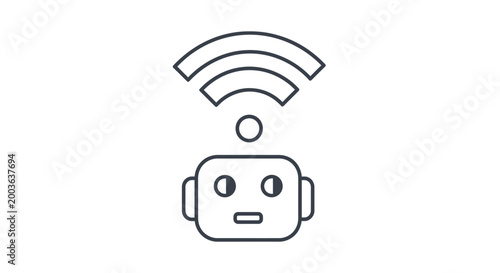 Robot head with WiFi signal icon.