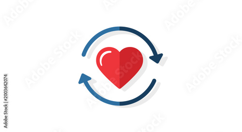 recycling symbol with heart logo.