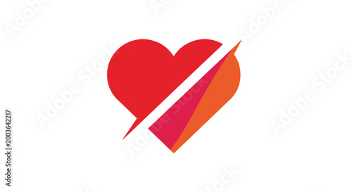 Broken heart symbol with red and orange colors.