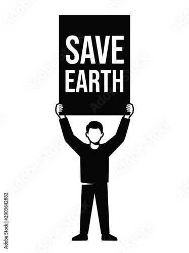 A person holding a sign with the words Save Earth