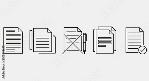 Photos Versatile vector line icons symbolizing key stages in document management, from
