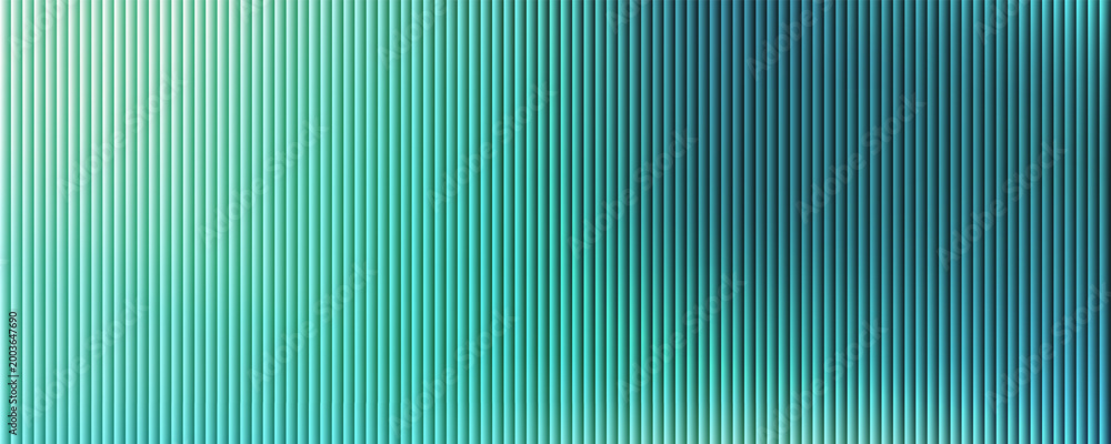 Obraz premium Abstract Panoramic Background with Teal and Emerald Green Vertical Stripes and Soft Light Gradient. Vector Illustration