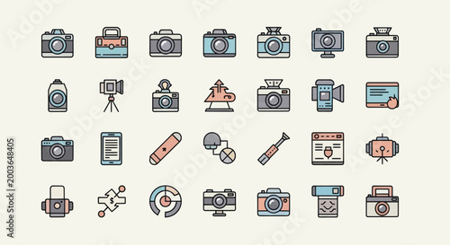 Camera icons vector set