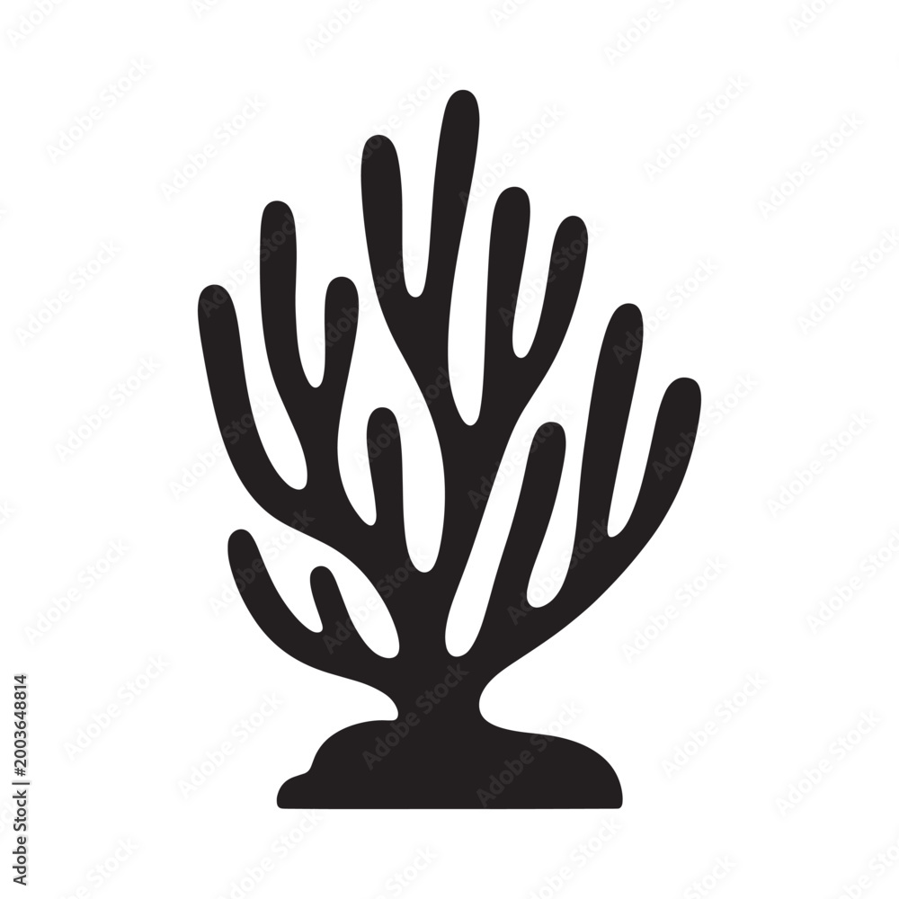 Fototapeta premium Coral silhouette on white background marine life illustration