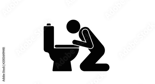 Person Vomiting into a Toilet.