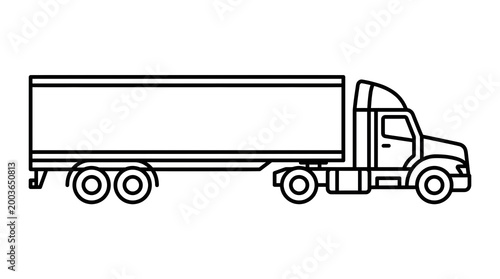 A horse head outline illustration is not present, instead a simple truck outline for logistic