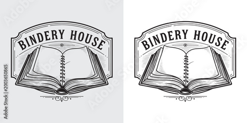 Classic Open Book Illustration Logo for Bindery House Publishing