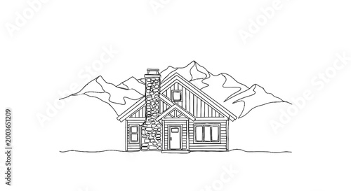 Charming rustic cabin nestled in the mountains with a cozy chimney and panoramic views