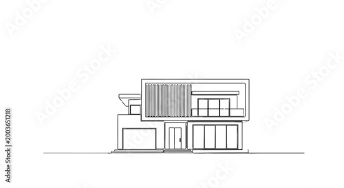 Modern minimalist residential building design featuring geometric structure and clean lines suitable for contemporary