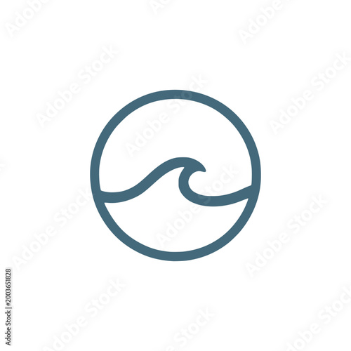 Circle and calm wave combination meditation mobile app logo flat color vector illustration template design