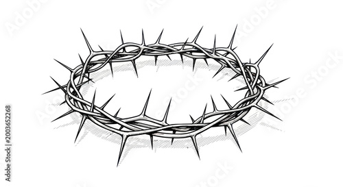 Quadro su tela Crown of Thorns Illustration - Religious Symbol of Suffering and Sacrifice