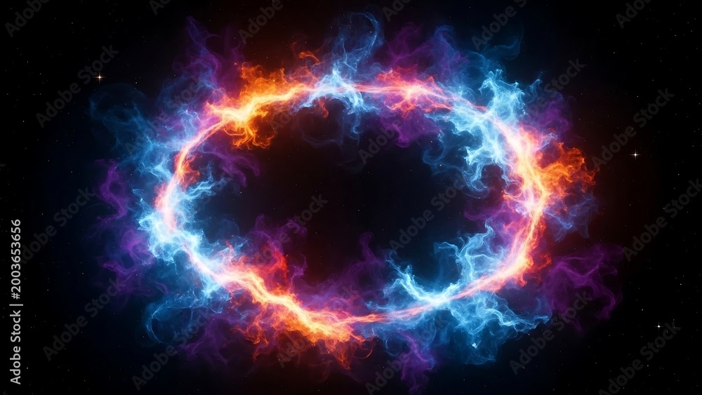 Fototapeta premium Vibrant colorful ring of light energy.