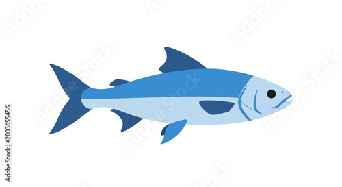 Stylized Blue Fish Illustration on White Background