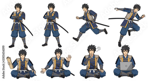 Samurai Warrior Poses Collection.