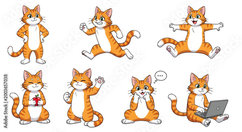 Cartoon Cats in Various Poses.