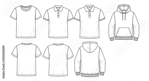 Clothing templates t shirts polo shirts and hoodie designs for apparel