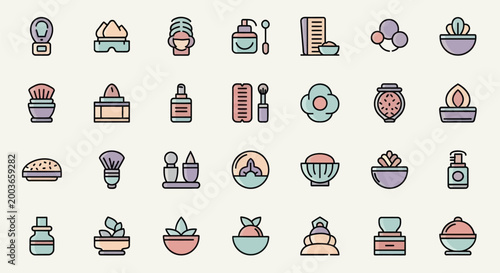 Cosmetic icons beauty and wellness elements