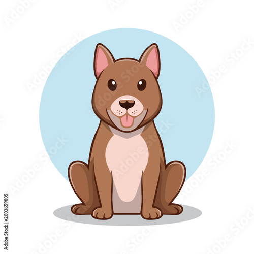 Cute cartoon brown dog sitting and panting with white background dog illustration pet illustration domestic illustration character companion friendly adorable isolated stylized whimsical