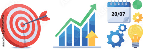 фотографія Business growth target illustration flat vector success strategy analytics chart