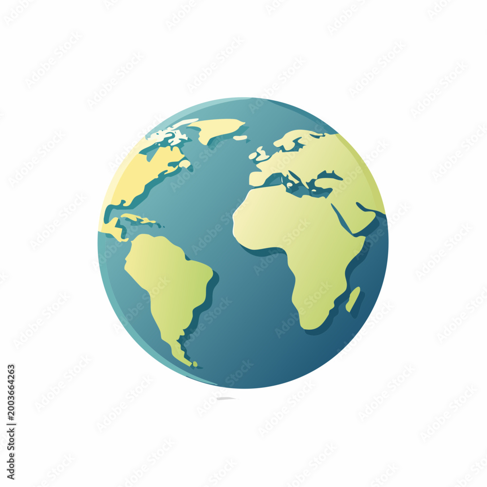 Obraz premium Stylized Globe Illustrating Continents South America and Africa with Oceans