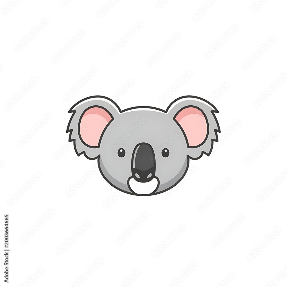Obraz premium Cute cartoon koala head illustration on a white background