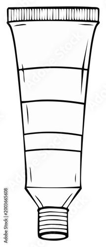 Clean Line Art Drawing of a Squeeze Tube Container