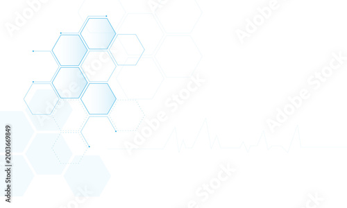 Futuristic hexagonal medical technology background with abstract blue geometric network