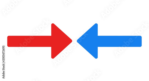 Red and blue arrows pointing in opposite directions