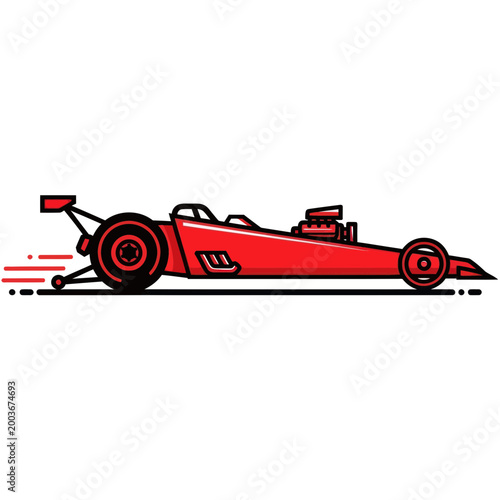 Tableau sur toile Red Drag Racing Car Illustration