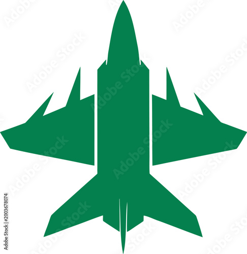 Green fighter jet airplane, modern military aircraft for aerial combat and defense.