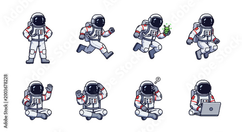 Collection of Astronaut Poses and Actions.