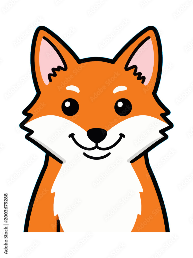 Fototapeta premium Cute Cartoon Fox Face Icon Vector Illustration