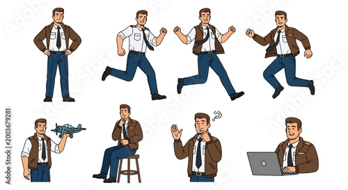 Man in Leather Jacket Poses and Actions Collection.