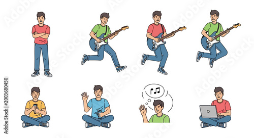 Collection of a Young Mans Diverse Activities and Hobbies.