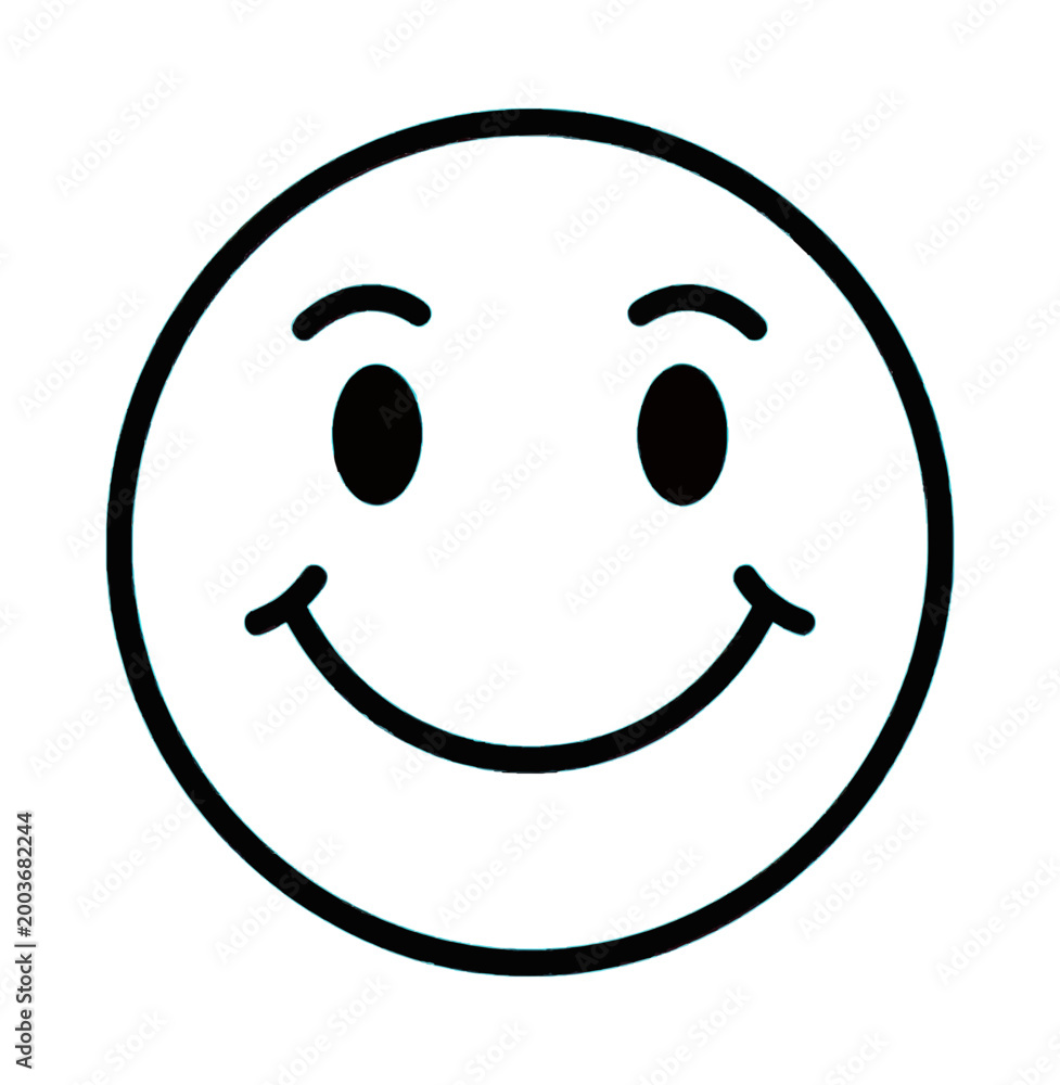 Fototapeta premium Happy Smiling Face Line Icon Simple Vector Illustration