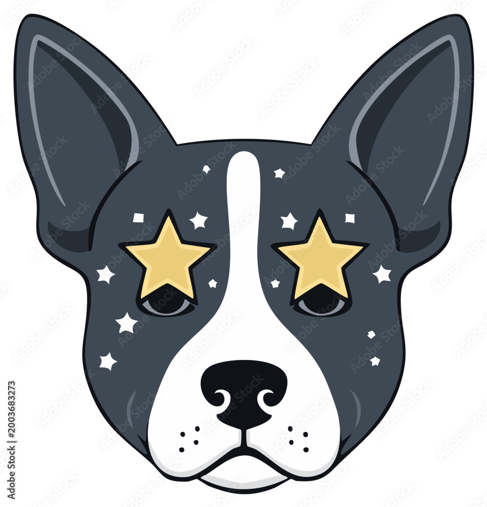 Fototapeta premium Dog with Star Eyes Graphic Art Canine Companion Mascot Pet Icon Illustration