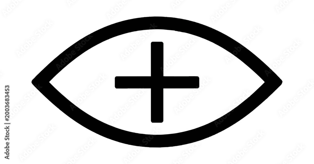 Fototapeta premium Medical Cross Inside Circle Line Icon Symbol